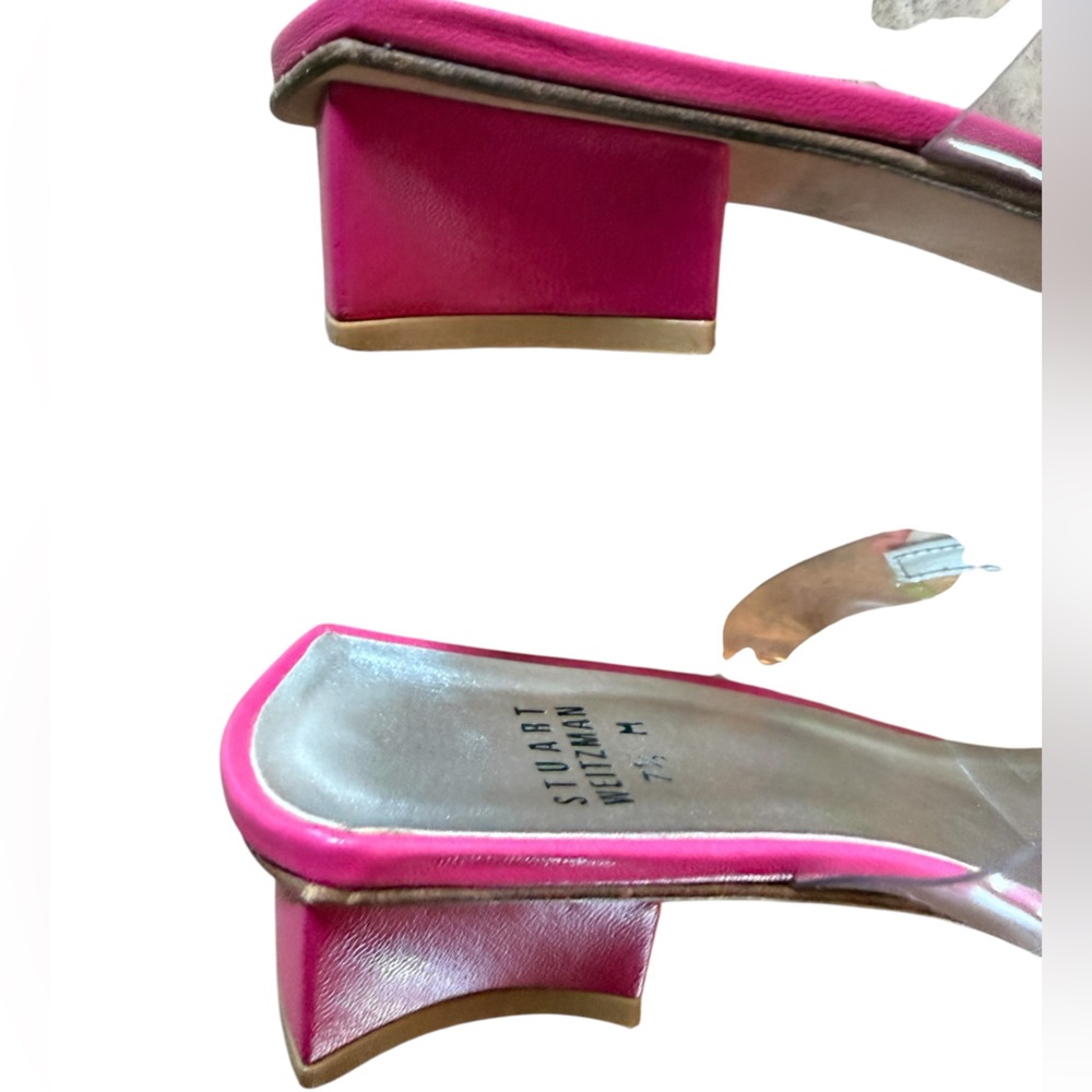 Stuart Weitzman Low Heel Tinkerbelle Pink Floral sandals in Size 7.5 - Picture 11 of 15